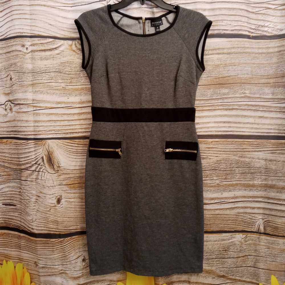 Dress Cap Sleeve Gray & Black EnFocus Studio